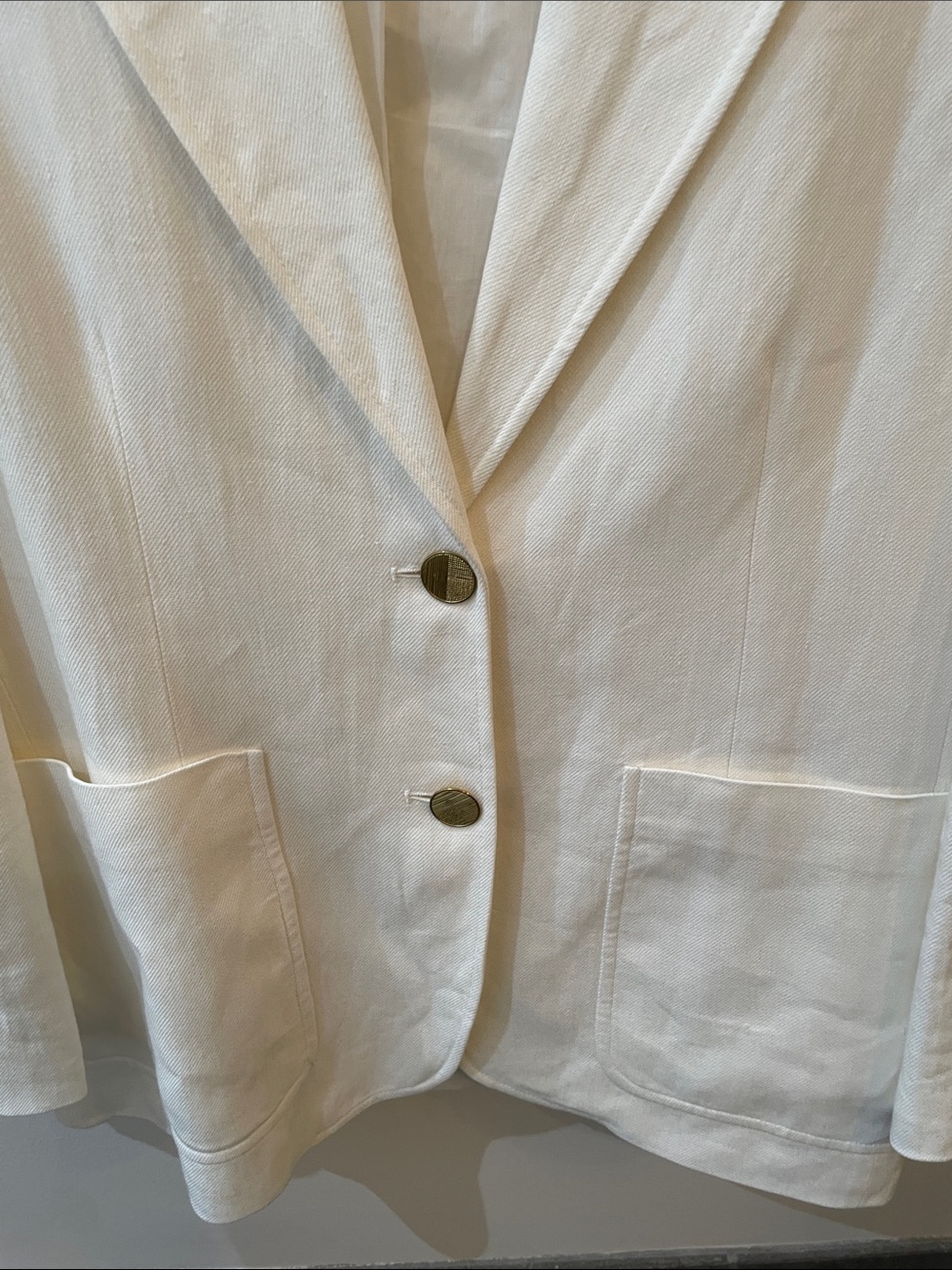 Zara Cream Linen-Blend Blazer with Gold Buttons - Picture 9 of 12